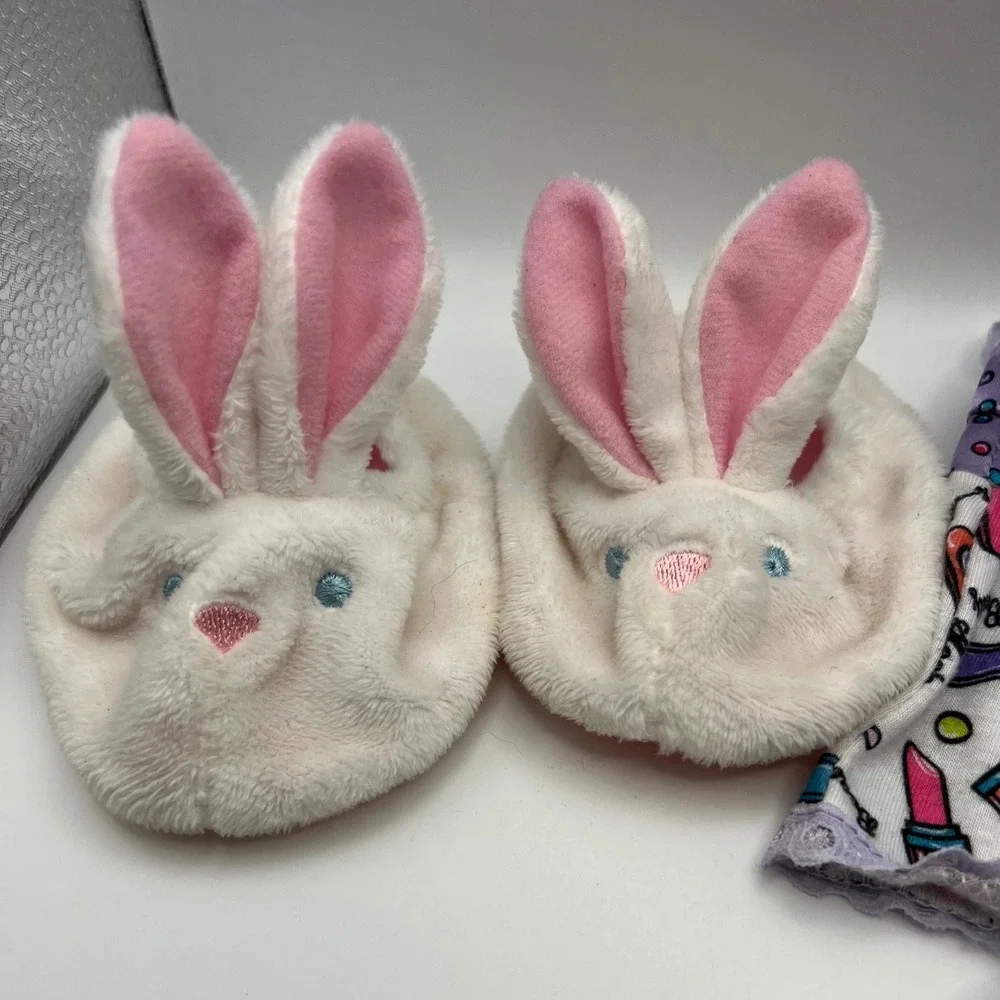 Build A Bear Pajama Outfit Cosmetic Print Bunny Slippers